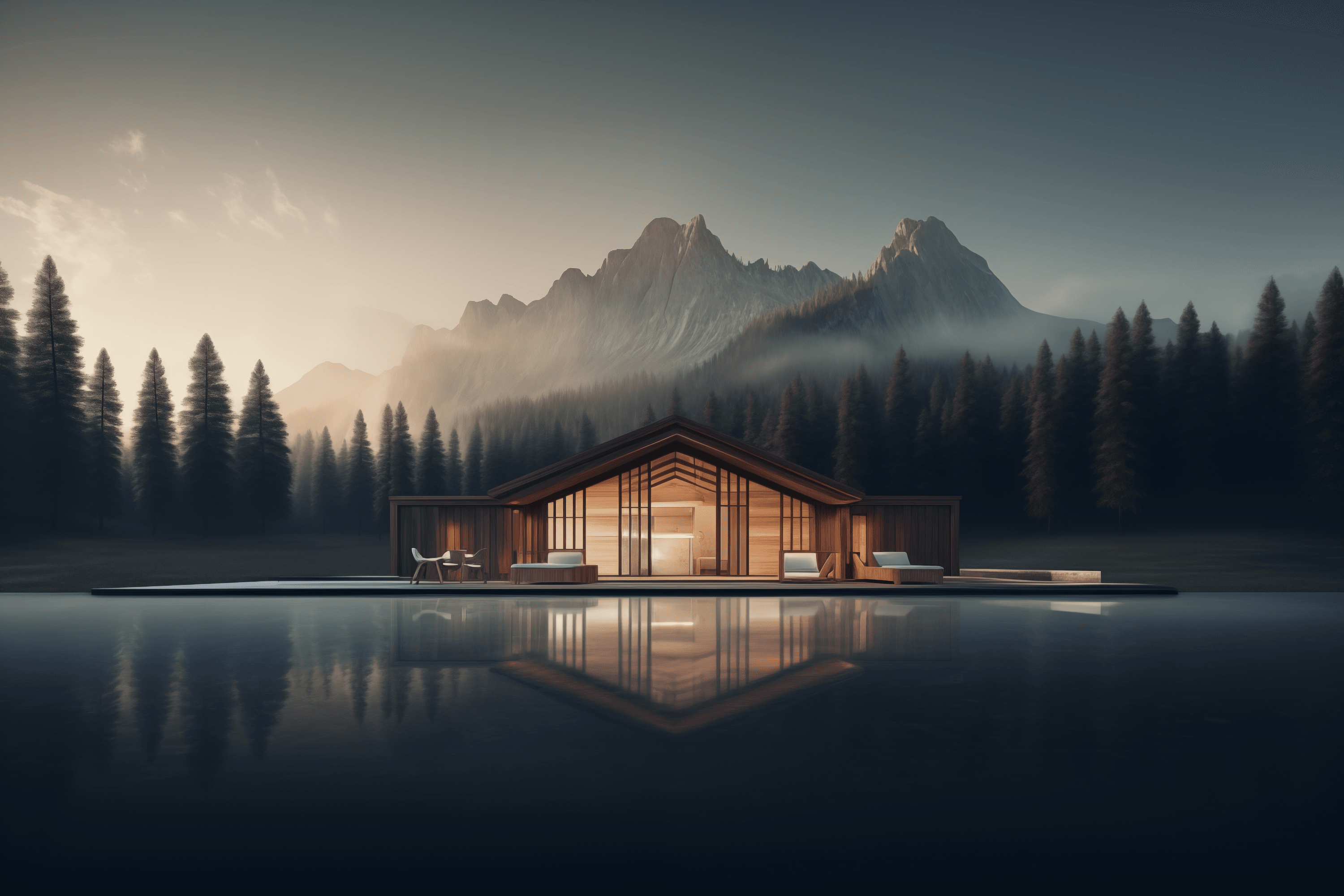 Two cabins between the beautiful mountains and forests